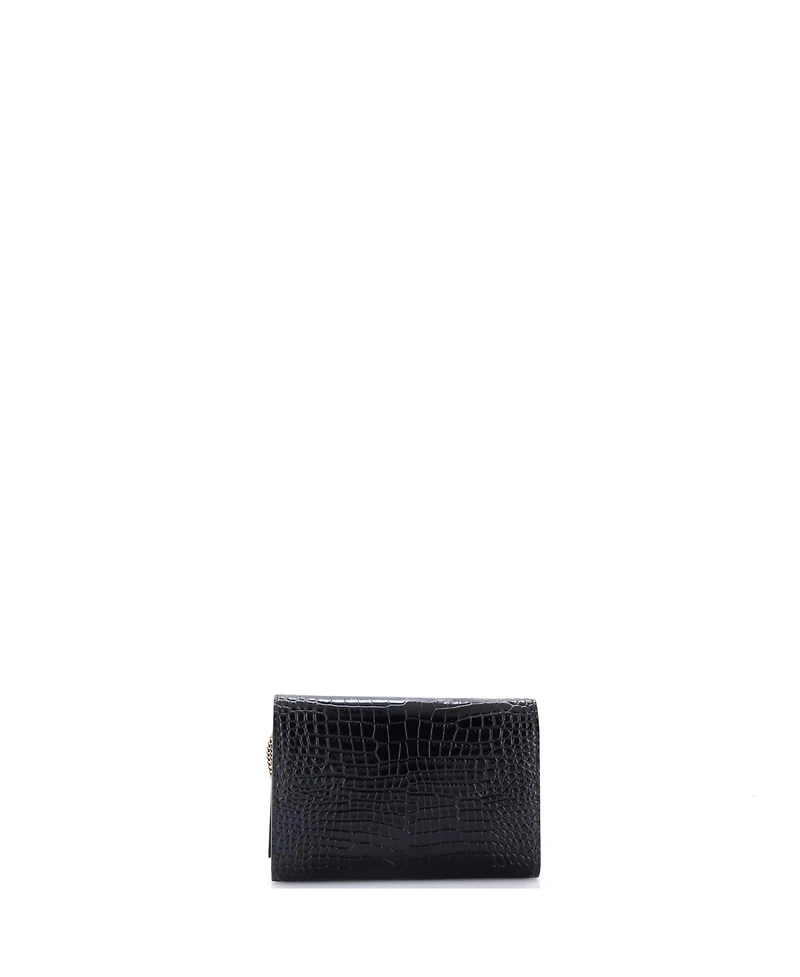 Pre-Owned Saint Laurent Classic Monogram Flap Chain Wallet Embossed Leather