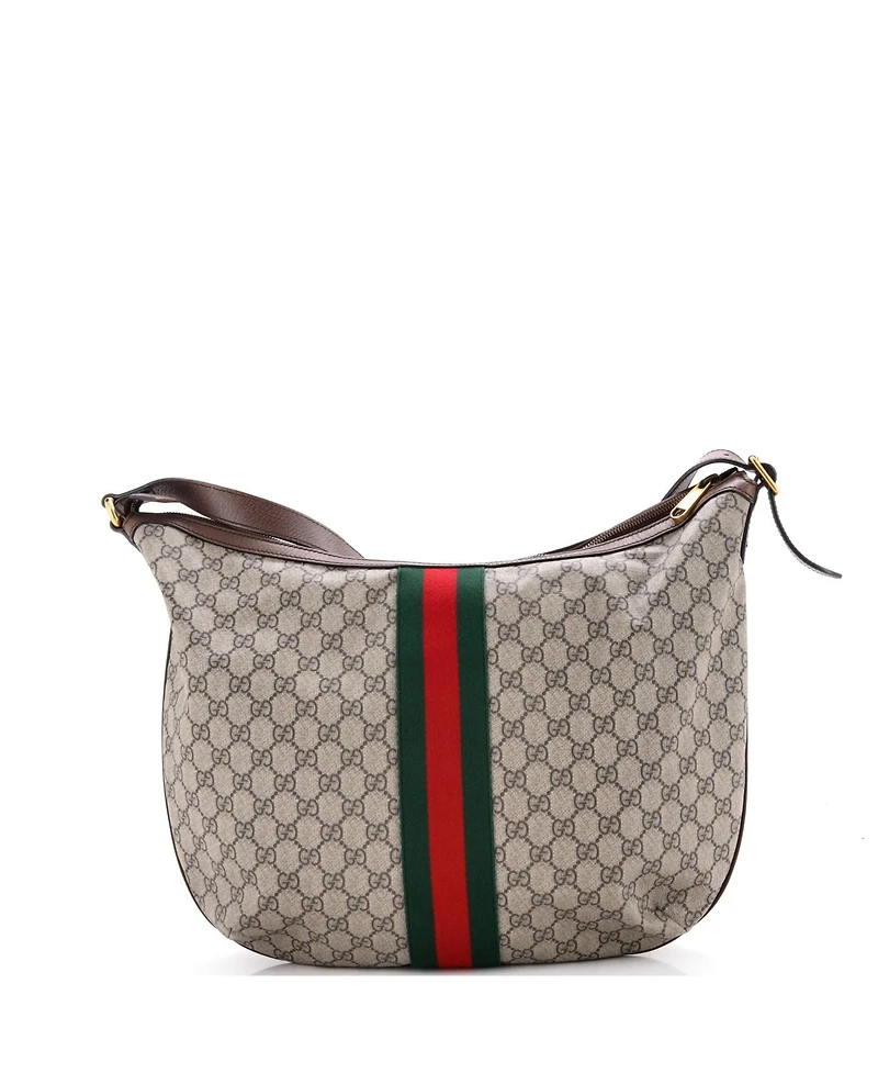 Pre-Owned Gucci Large Ophidia Half Moon Hobo Gg Coated Canvas