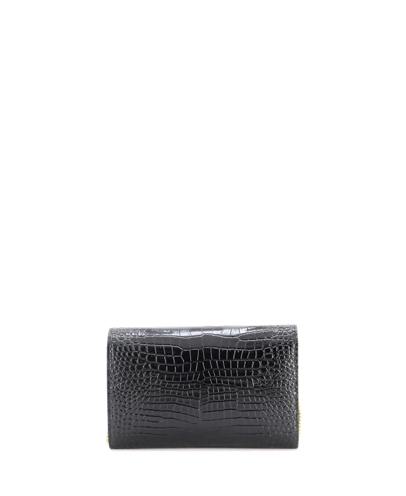 Pre-Owned Saint Laurent Classic Monogram Flap Chain Wallet Embossed Leather