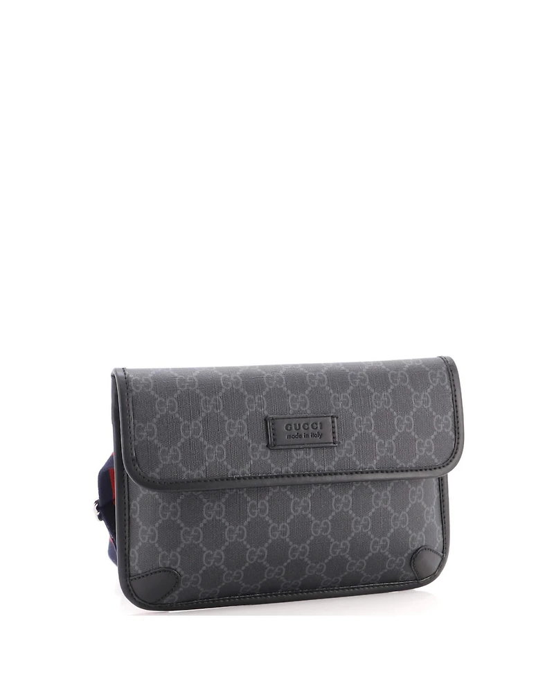 Pre-Owned Gucci Web Flap Belt Bag Gg Coated Canvas