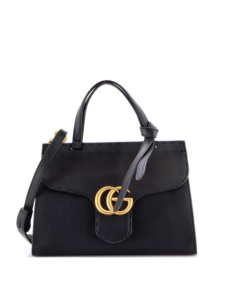 Pre-Owned Gucci Mini Gg Marmont Top Handle Bag Leather