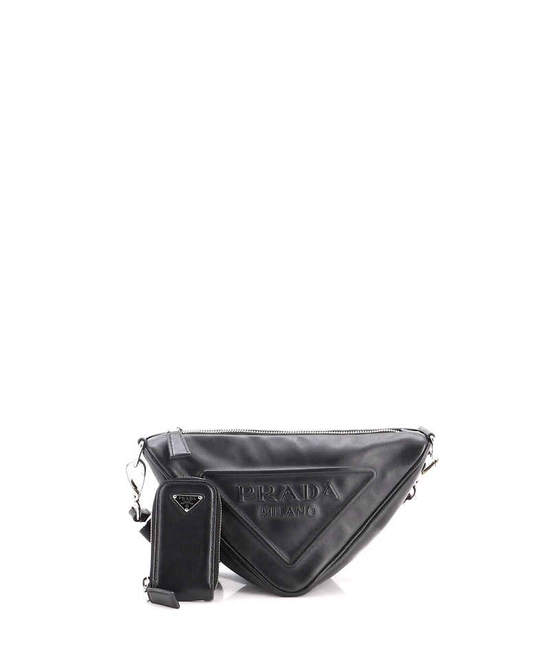 Pre-Owned Prada Small Triangle Logo Zip Crossbody Bag Leather