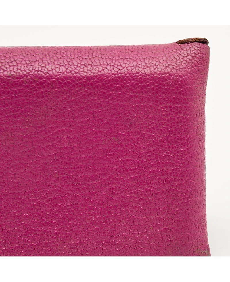 Pre-Owned HERMES Cyclamen Chevre Mysore Leather Calvi Card Holder
