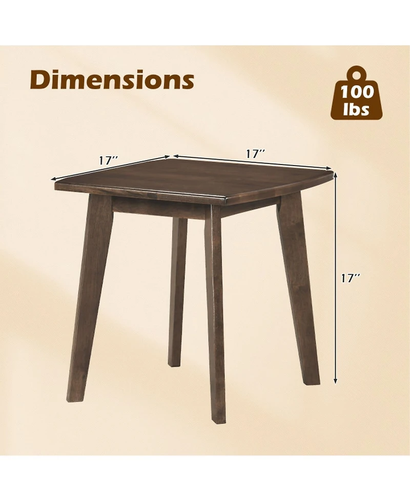 Sugift Solid Rubber Wood Square End Table with Thickened Curved Edge Tabletop