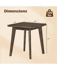 Sugift Solid Rubber Wood Square End Table with Thickened Curved Edge Tabletop