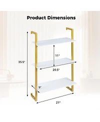 Sugift 3-Tier Floating Wall Shelf with Metal Frame for Kitchen Bathroom and Home Office