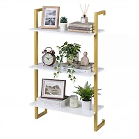 Sugift 3-Tier Floating Wall Shelf with Metal Frame for Kitchen Bathroom and Home Office