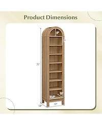 Sugift 71 Inch Tall 8-Tier Arch Bookshelf with 3 Adjustable Shelves and Slim Footprint