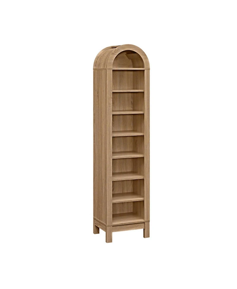 Sugift 71 Inch Tall 8-Tier Arch Bookshelf with 3 Adjustable Shelves and Slim Footprint