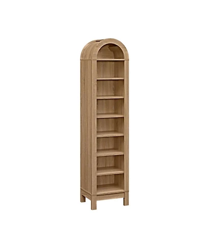 Sugift 71 Inch Tall 8-Tier Arch Bookshelf with 3 Adjustable Shelves and Slim Footprint