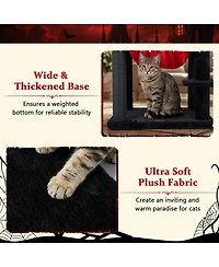 Sugift Gothic Cat Tree 51 Inch Multi-Level Castle Tower with Spider Hanging Toy and Hammock