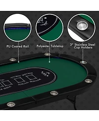 Sugift 10-Player Foldable Poker Table with Led Lights and Usb Charging Ports