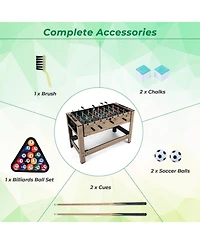 Sugift 49 Inch 2-in-1 Swivel Pool and Foosball Game Table for Teens and Adults
