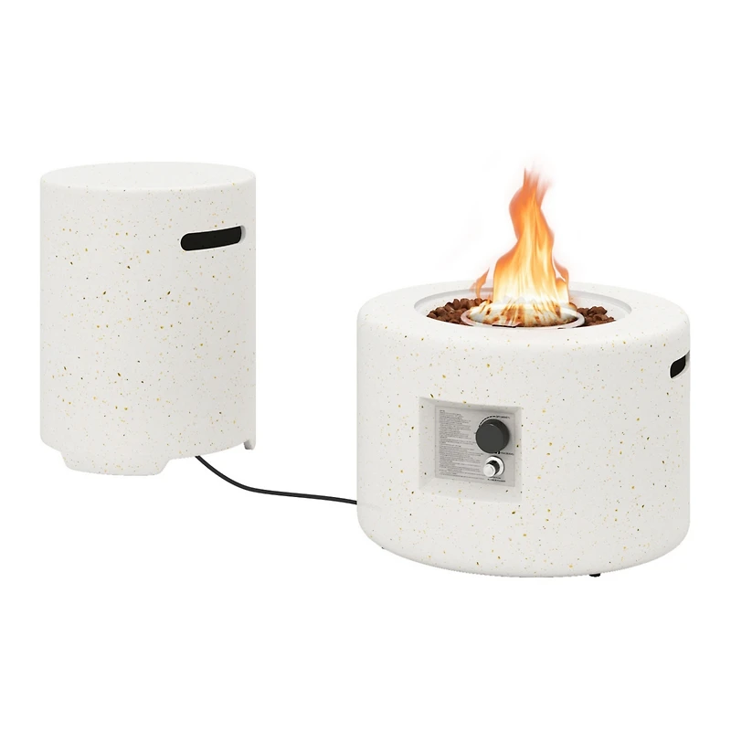Sugift 40000 Btu Fire Pit Table Set with Hideaway Propane Tank Holder and Lava Rocks