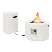 Sugift 40000 Btu Fire Pit Table Set with Hideaway Propane Tank Holder and Lava Rocks