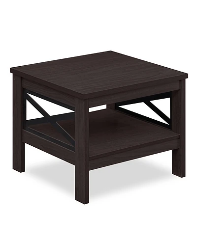 Sugift 2-Tier Square Side Table with Farmhouse X-Frame Legs and Bottom Storage Shelf