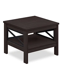 Sugift 2-Tier Square Side Table with Farmhouse X-Frame Legs and Bottom Storage Shelf