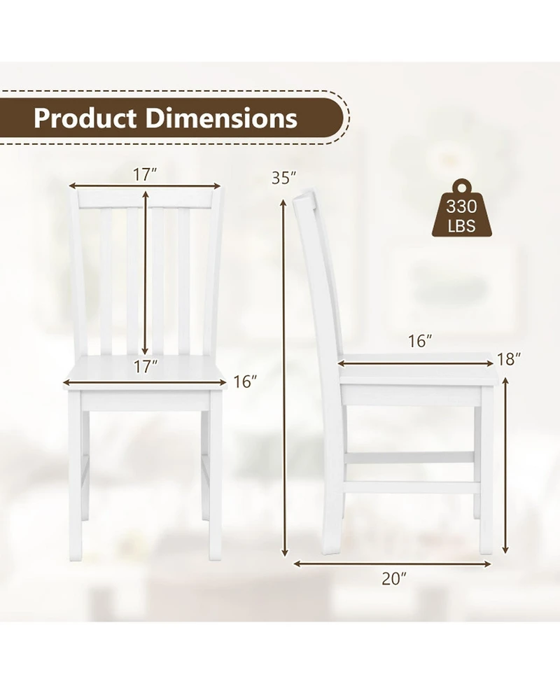 Sugift Wooden Kitchen Chairs Set of 2 Featuring Breathable Slat Tilt Backrest and Rubber Wood Frame