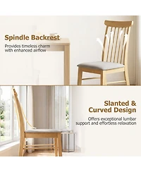 Sugift Upholstered Dining Chairs Set of 2 Armless Kitchen Chairs with Spindle Backrest and Padded Seats