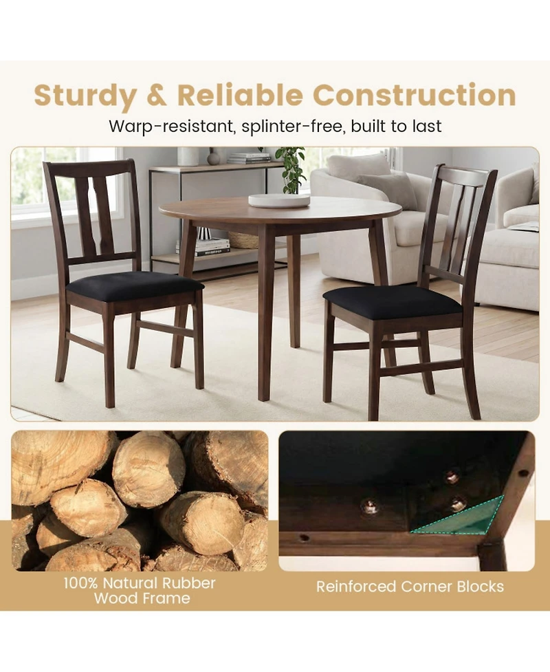 Sugift Set of 2 Wooden Dining Chairs with 20 Inch High Curved Back Upholstered Seats Farmhouse Style