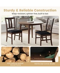 Sugift Set of 2 Wooden Dining Chairs with 20 Inch High Curved Back Upholstered Seats Farmhouse Style