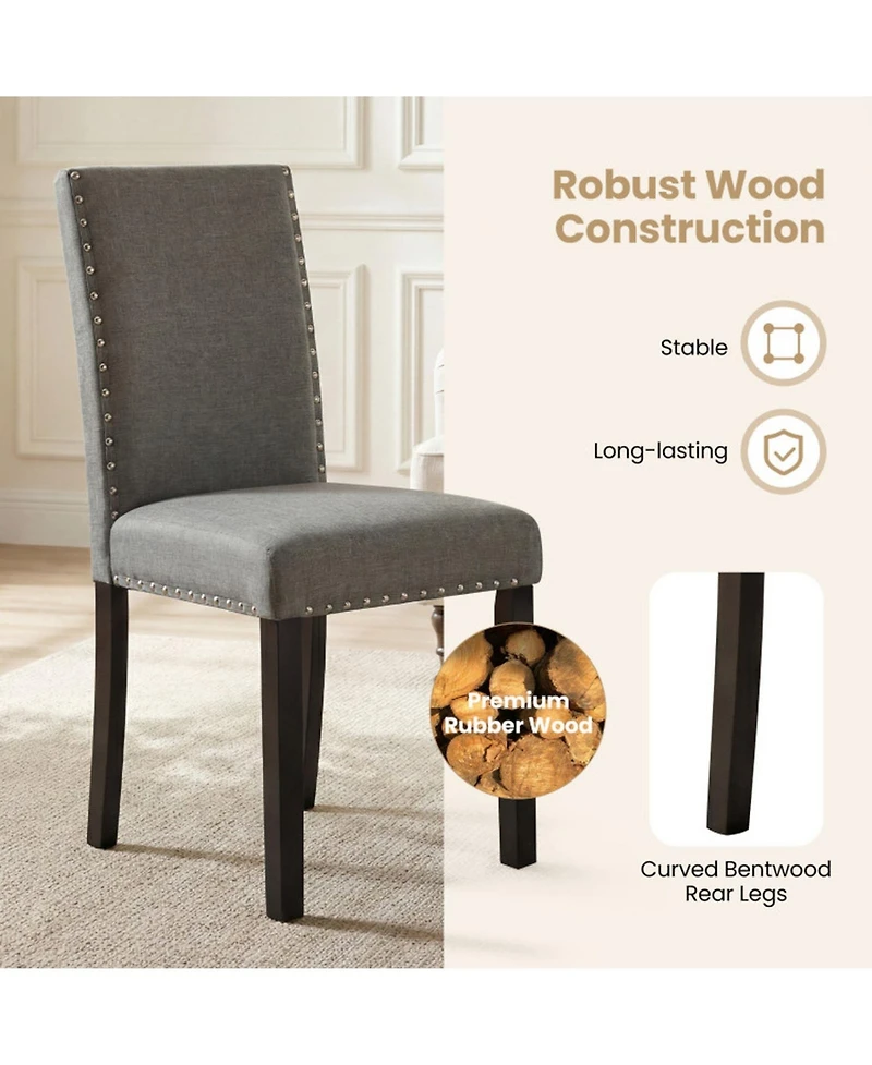 Sugift Dining Chairs Set of 4 with Bent Wood Legs Thick Cushions and Nailhead Trim Accents