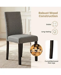 Sugift Dining Chairs Set of 4 with Bent Wood Legs Thick Cushions and Nailhead Trim Accents