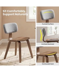 Sugift Teddy Velvet Dining Chairs Set of 2 Rubber Wood Frame Plush Padded Backrest and Contoured Seats