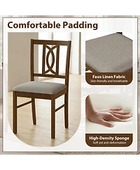 Sugift Farmhouse Dining Room Chairs Set of 2 Hollowed Backrest Design with Faux Linen Cushioned Seats