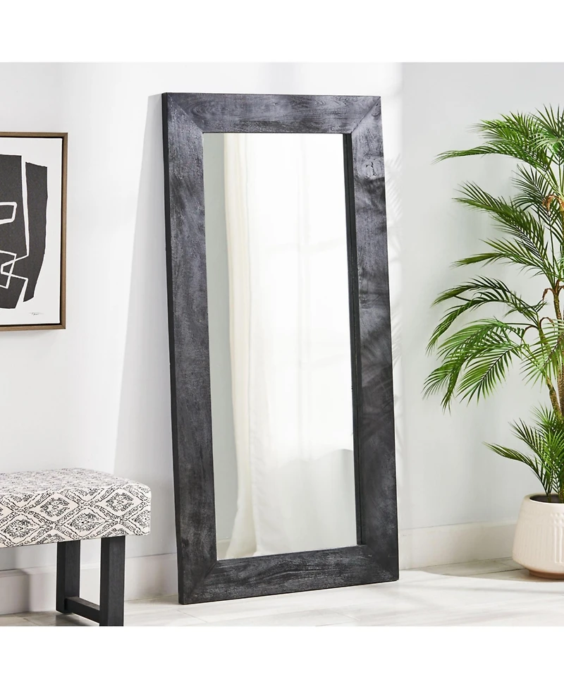 Busdays Handcrafted Rustic Mango Wood Floor Mirror 32x64 Inch Standing Mirror No Assembly Required