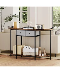 Sugift 51 Inches Console Table with 2 Folding Fabric Drawers and Open Storage Shelf