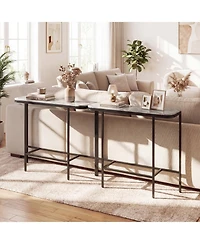 Sugift 44 Inches Faux Marble Entryway Console Table on Heavy-Duty Metal Frame