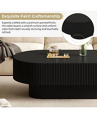 Streamdale Furniture Modern Fluted Oval Farmhouse Coffee Table