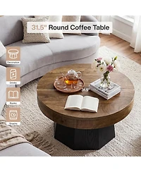 Tribesigns 31.5" Round Coffee Table, Two-Tone, for Small Space