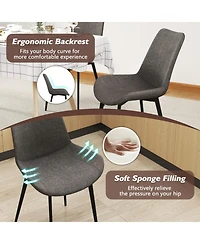 Sugift Set of 4 Upholstered Dining Chairs with Metal Legs and Padded Curved Backs