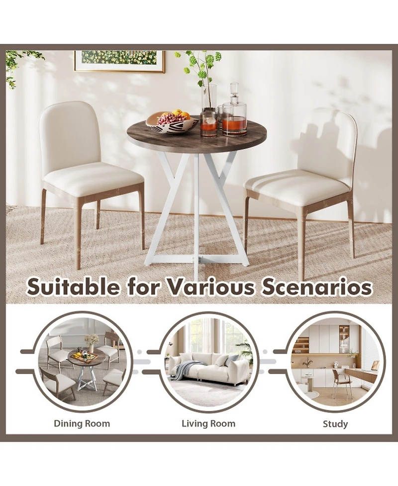 Sugift 36 Inch Round Dining Table with X-Shaped Metal Pedestal Base