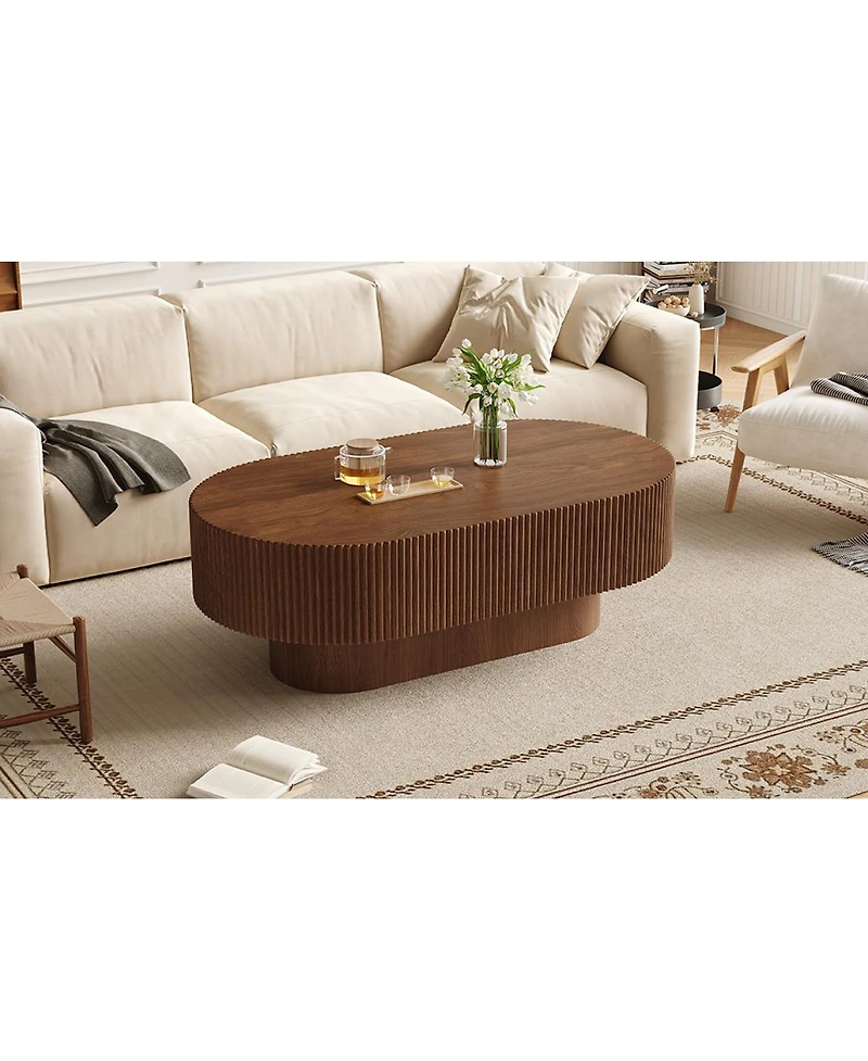 Streamdale Furniture 48.4" Farmhouse Oval Coffee Table with Fluted Base