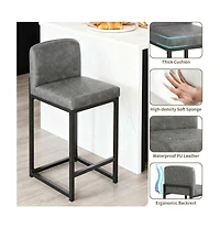 gaomon Set of 2 Bar Stools, Counter Height Bar Chairs with Backrest and Footrest, Faux Leather Modern Barstools for Kitchen Island and Home Bar