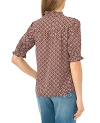 CeCe Women's Ruffle V-Neck Elbow-Length Blouse