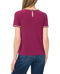 CeCe Women's Embellished Short Sleeve Top