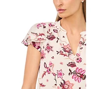 CeCe Women's Flutter-Sleeve V-Neck Top