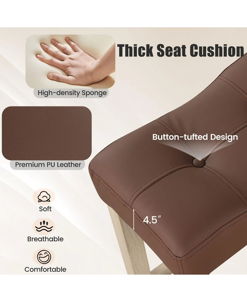 Sugift Set of 4 Upholstered Backless Counter Height Bar Stools with Curved Saddle Seats