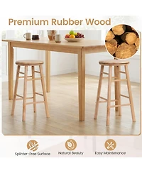 Sugift Rubber Wood Swivel Bar Stools Set of 2 Counter Height 24 Inch Round Seats with Footrests