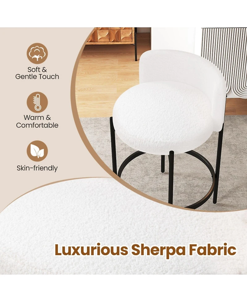 Sugift 24 Inch Boucle Counter Stools Set of 4 with Curved Backrests and Thick Cushioned Seats