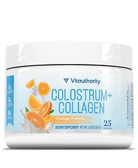 Vitauthority Colostrum Collagen Powder, Hydrolyzed Peptide, HydroPeach, Gut Health, Skin and Immune Support, Orange Cream Flavored, 25 Servings