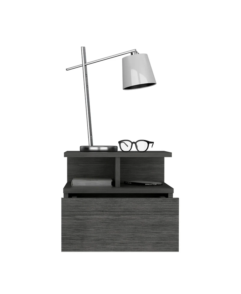 Flynama Floating Wall-Mounted Nightstand with Drawer and Open Shelves