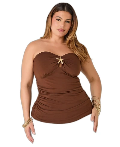 Ashley Stewart Plus Starfish Cutout Tube Top