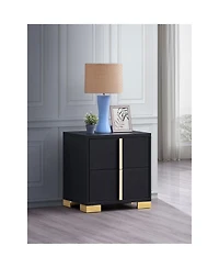 Flynama 2-Drawer Nightstand with Gold Accents