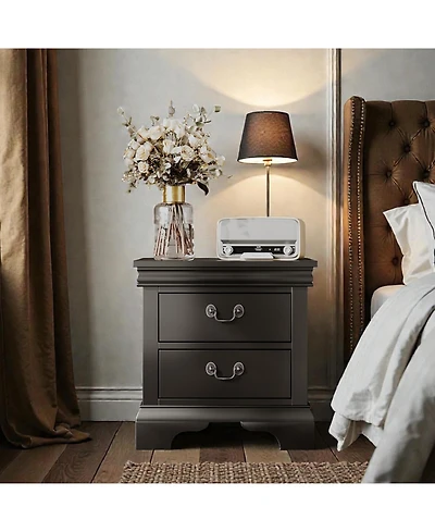 Flynama Classic 2-Drawer Wooden Nightstand