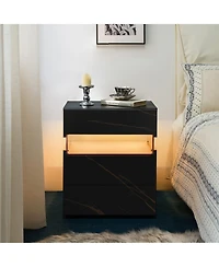 Flynama 3-Drawer Led Nightstand with Acrylic Panel